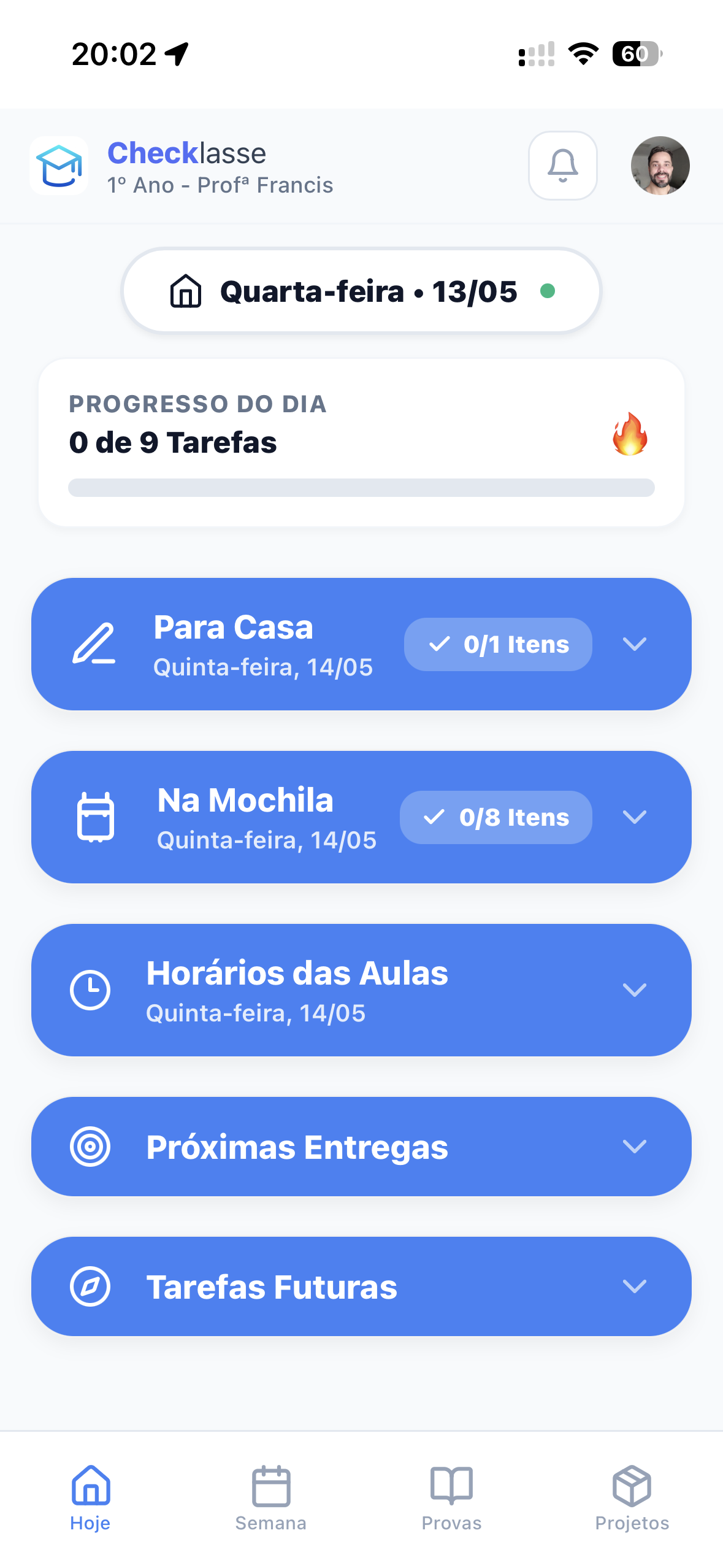 Tela do app